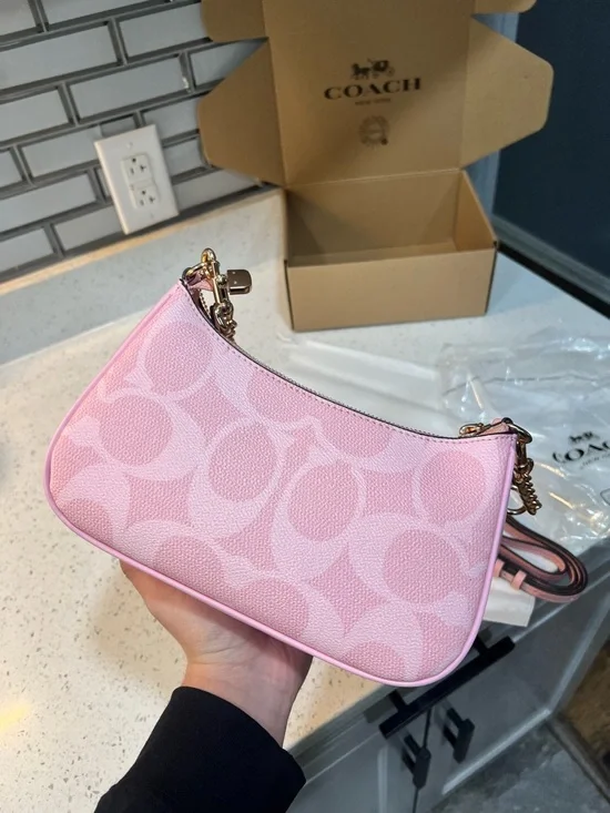 Coach Pink Signature Mini Crossbody Bag with Detachable Strap - Picture 2 of 5